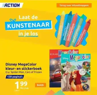 Action Disney megacolor kleur- en stickerboek aanbieding