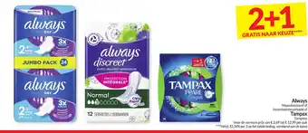 Intermarché Always Maandverband of incontinentieverband of Tampax Tampons aanbieding