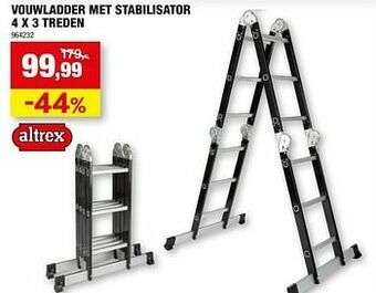 Hubo Vouwladder met stabilisator 4 x 3 treden aanbieding