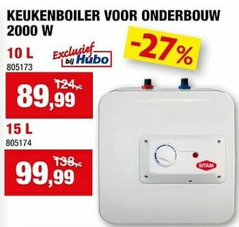 Hubo Keukenboiler voor onderbouw aanbieding