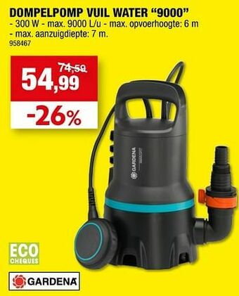 Hubo Gardena dompelpomp vuil water 9000 aanbieding