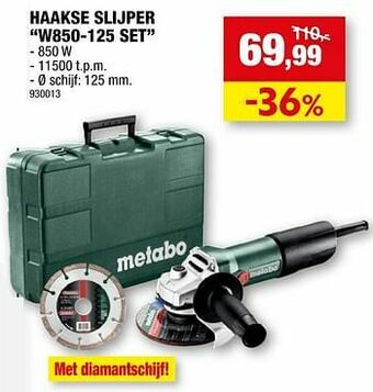 Hubo Metabo haakse slijper w850-125 set aanbieding