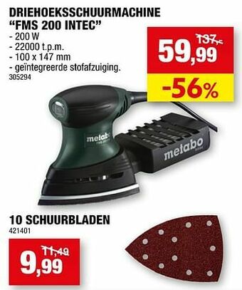 Hubo Metabo driehoeksschuurmachine fms 200 intec aanbieding
