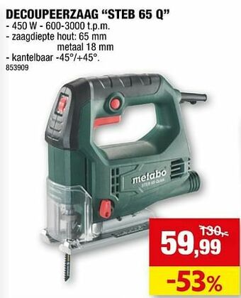 Hubo Metabo decoupeerzaag steb 65 q aanbieding