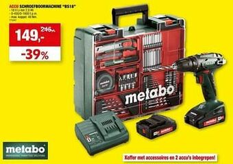 Hubo Metabo accu schroefboormachine bs18 aanbieding