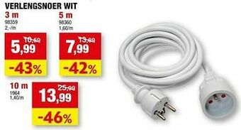 Hubo Verlengsnoer wit aanbieding