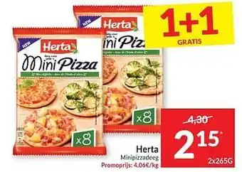 Intermarché Herta minipizzadeeg 2x265 gram aanbieding