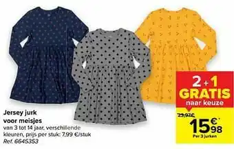 Carrefour Jersey jurk voor meisjes aanbieding
