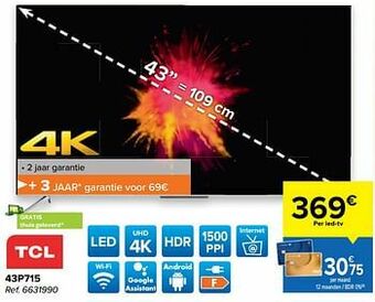 Carrefour Tcl 43p715 aanbieding