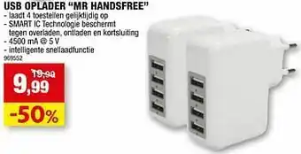 Hubo Usb oplader mr handsfree aanbieding