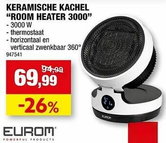 Hubo Eurom keramische kachel room heater 3000 aanbieding