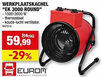 Hubo Eurom werkplaatskachel ek 3000 round aanbieding