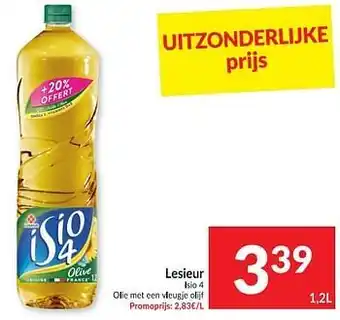 Intermarché Lesieur isio 4 olie met een vleugje olijf 1,2 liter aanbieding