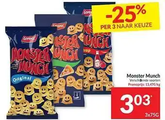 Intermarché Monster munch 3x75 gram aanbieding