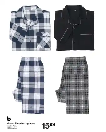 Zeeman Heren flanellen pyjama Maat S-XXL aanbieding
