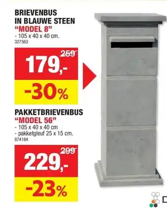 Hubo Brievenbus in blauwe steen “model 8” aanbieding