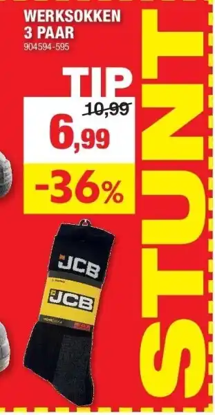 Hubo Werksokken 3 paar aanbieding