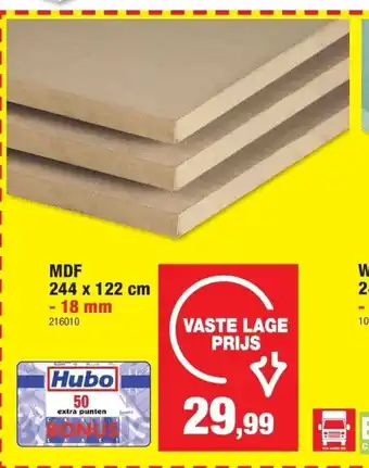 Hubo Mdf 244 x 122 cm - 18 mm aanbieding
