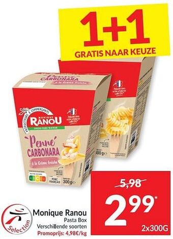 Intermarché Monique ranou pasta box aanbieding