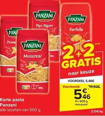 Carrefour Korte pasta panzani aanbieding