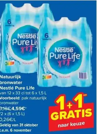 Carrefour Natuurlijk bronwater nestlé pure life aanbieding