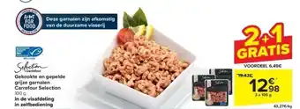 Carrefour Gekookte en gepelde grijze garnalen carrefour selection aanbieding