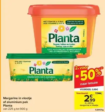 Carrefour Margarine in vlootje of aluminium pak planta aanbieding