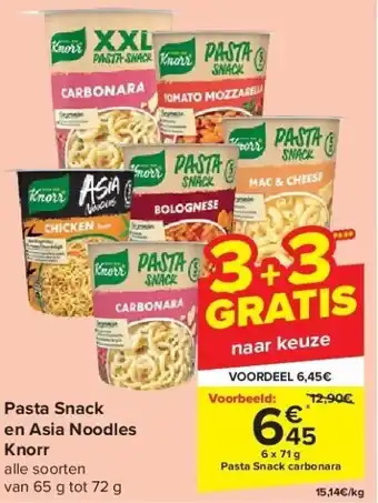 Carrefour Pasta snack en asia noodles knorr aanbieding