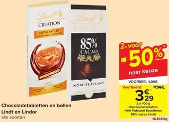 Chocoladetabletten en bollen lindt en lindor