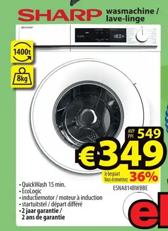 ElectroStock SHARP wasmachine / lave-linge aanbieding