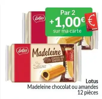 Intermarché Lotus Madeleine chocolat ou amandes 12 pièces aanbieding