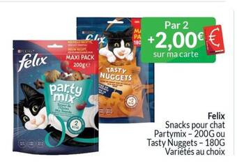Intermarché Felix Snacks pour chat Partymix-200G ou Tasty Nuggets - 180 g aanbieding