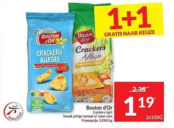Intermarché Bouton D'or Crackers Light 2x100 gram aanbieding