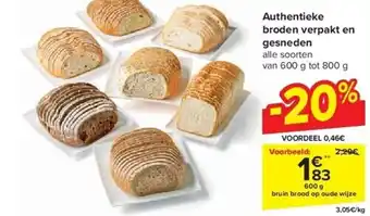 Carrefour Authentieke broden verpakt en gesneden aanbieding