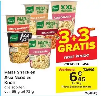 Carrefour Pasta snack en asia noodles knorr aanbieding