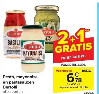 Carrefour Pesto, mayonaise en pastasauzen bertolli aanbieding
