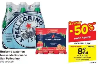Carrefour Bruisend water en bruisende limonade san pellegrino aanbieding