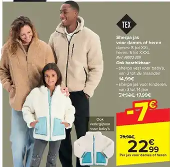 Carrefour Sherpa jas voor dames of heren aanbieding