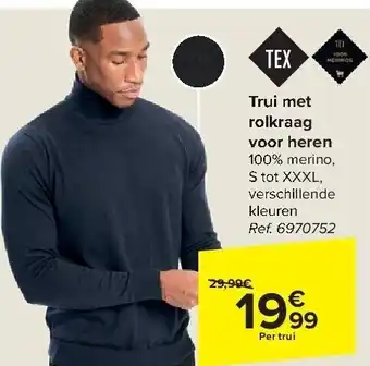Carrefour Trui met rolkraag voor heren aanbieding