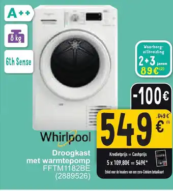 Cora Whirlpool Droogkast met warmtepomp FFTM1182BE aanbieding