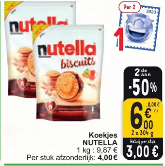 Cora NUTELLA Koekjes 2 x 304g aanbieding