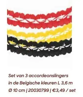 Set van 3 accordeonslingers in de belgische kleuren