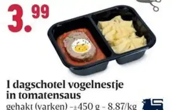 Buurtslagers dagschotel vogelnestje in tomatensaus aanbieding