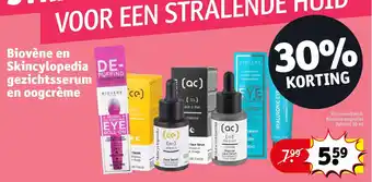 Kruidvat Biovène en Skincylopedia DE- gezichtsserum en oogcrème aanbieding
