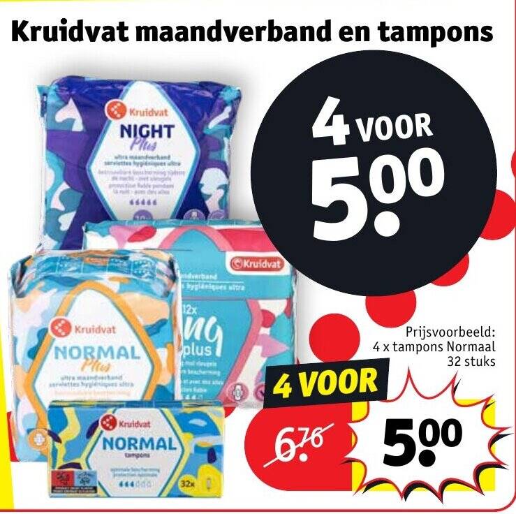 Kruidvat maandverband en tampons promotie bij Kruidvat