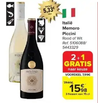 Carrefour Italië Memoro Piccini 3 flessen van 75 cl aanbieding