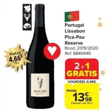 Carrefour poPortugal Lissabon Pica-Pau Reserva 3 flessen van 75 cl aanbieding