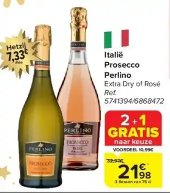 Carrefour Italië Prosecco Perlino 3 flessen van 75 d aanbieding