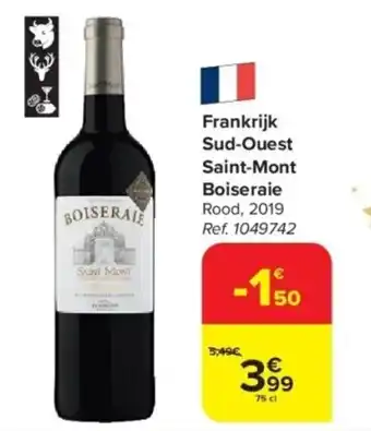 Carrefour Frankrijk Sud-Ouest Saint-Mont Boiseraie 75 cl aanbieding