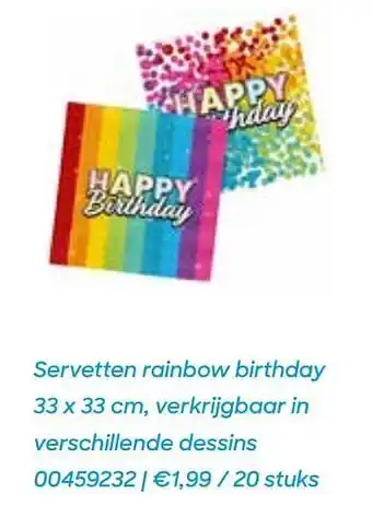 Servetten rainbow birthday